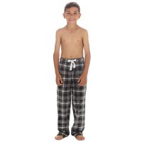 15C653: Boys Super Soft Printed Fleece Lounge Pant- Charcoal Check (9-13 Years)